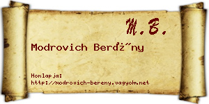 Modrovich Berény névjegykártya